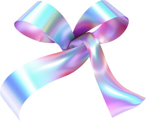 holographic rainbow ribbon isolated on white or transparent background,transparency