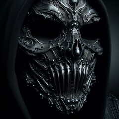 Sinister Black Mask Shrouding the Face in Mystery