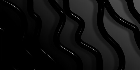 Abstract 3D Black Background. 3D coursing black liquid through a black background with soft light...