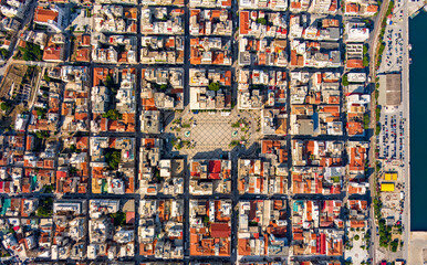 Patras, Greece. Patras is the third largest city in Greece. Located at the northwestern tip of the Peloponnese. Summer day. Aerial view