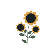 Cute sunflower vector illustration. Hand drawn flower clipart. For thematic designs, stickers, patterns. Floral element illustration isolated on white background