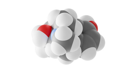 oxymorphone molecule, numorphan, molecular structure, isolated 3d model van der Waals