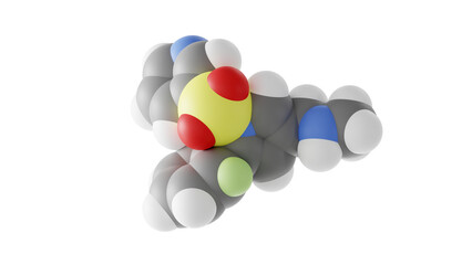 vonoprazan molecule, voquezna, molecular structure, isolated 3d model van der Waals