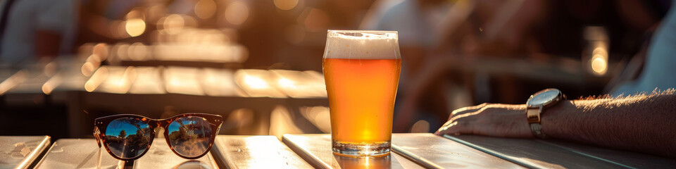 Golden Hour Craft Beer on Outdoor Patio