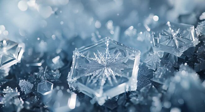 A beautiful macro image of snowflakes.