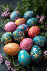 Fototapeta na wymiar Colorful Easter eggs