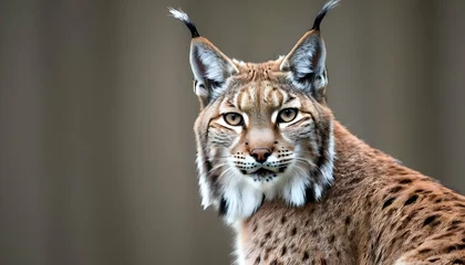 Foto auf Acrylglas A-Lynx-With-Its-Ears-Perked-Up-Listening-For-The- © Sumaiyaa