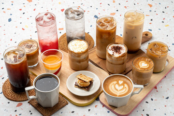 Cafe, Brack, Coffee, White, Flat, Vanilla Bean, Latte, Almond, Cream, Applicott, Ade, Lemon, Black Tea, Smore, Panna Cotta