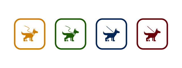 dog leashed icon vector illustration. dog leashed icon in different color design. - obrazy, fototapety, plakaty