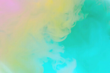 Fototapeta na wymiar Pink, Yellow and Green Swirling Smoke as Background AI