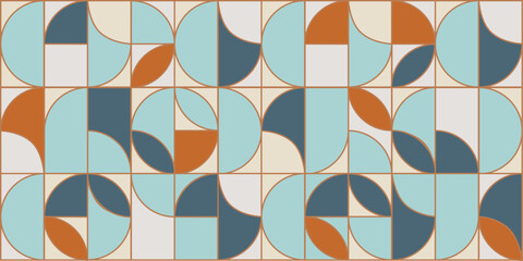 Abstract pattern with geometric shape. Minimalism, flat design. Colorful mosaic, gold line - 782168385