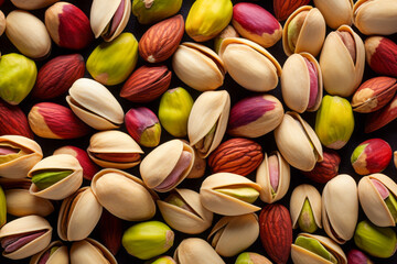 Assorted Nuts and Seeds Close-Up: A Colorful and Healthy Snack Selection - obrazy, fototapety, plakaty