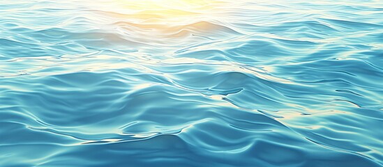 A serene picture of the water surface reflecting the golden sunlight with light ripples and waves, background - obrazy, fototapety, plakaty