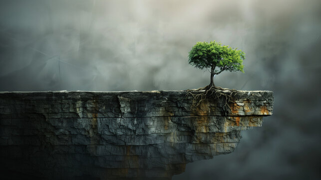 &Aacute;rbol Solitario en Acantilado 