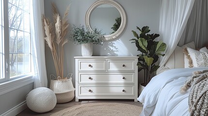 Modern dresser in a stylish bedroom, clean lines