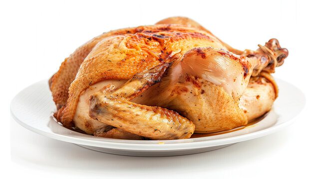 Roast chicken isolated on white background