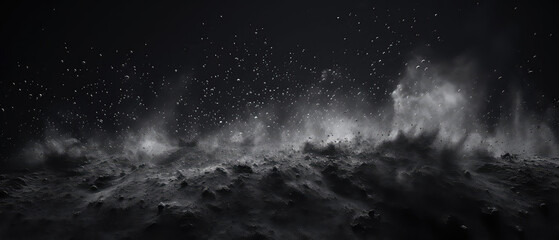 Dynamic dust explosion on black background - obrazy, fototapety, plakaty