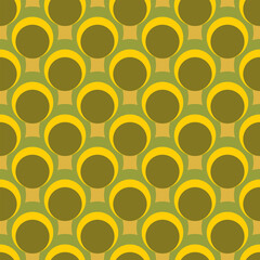 Seamless pattern with abstract shapes, circles. Retro colour. Vector illustration. - 782174519