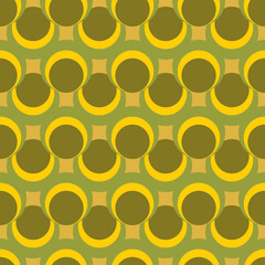 Seamless pattern with abstract shapes, circles. Retro colour. Vector illustration. - 782174530