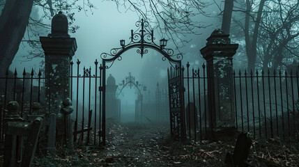 Scary old cemetery gate ©  Mohammad Xte
