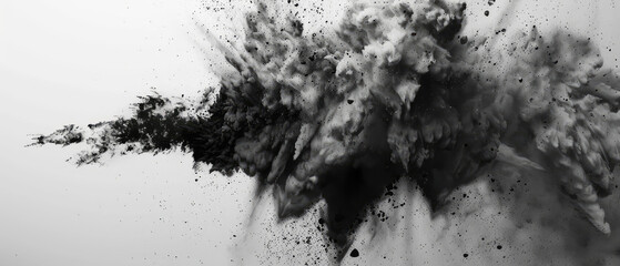 Black and white explosive powder burst
