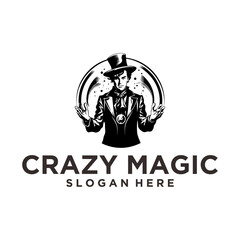 Magician, entertainment and art logo vector illustration