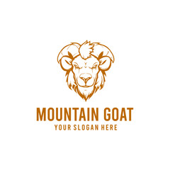 Mountain goat, animal and mascot logo vector illustration