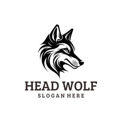 Fototapeta premium Wolf head, animal and wild life logo vector illustration