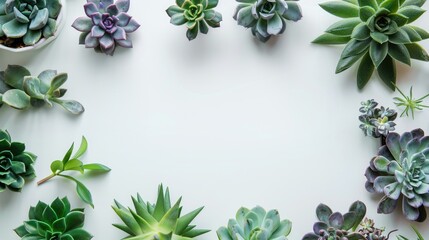 Succulent Plants Creating Natural Frame with Copy Space.