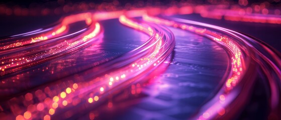 Neon-lit pathways depicting Western Europe's high-speed internet cables, abstract digital art,