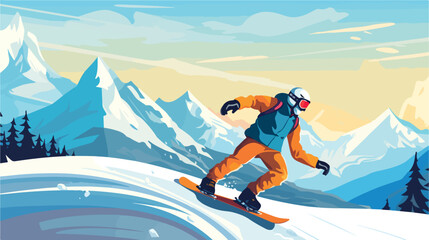 Fototapeta na wymiar Snowboard winter sport mountain clipart vector illu