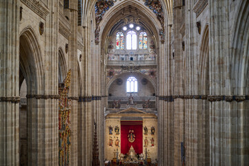 The interior of the old Cathedral of Salamanca. Castilla y León. Spain