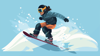 Fototapeta na wymiar Snowboarding design over blue background vector ill