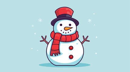 Snowman 2d flat cartoon vactor illustration isolate