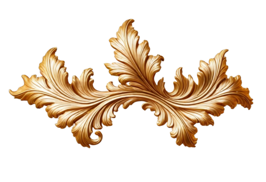 Gold acanthus on transparent background. Ornament engraving crest floral retro pattern antique style