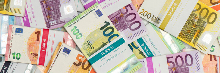   heap of Euro banknotes currency