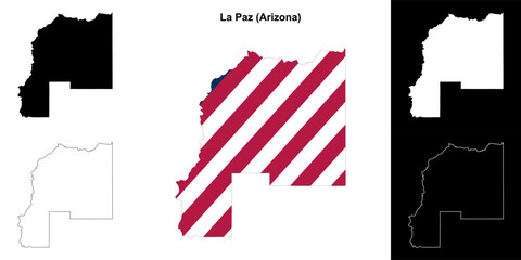 La Paz County (Arizona) outline map set - obrazy, fototapety, plakaty