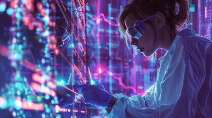 Illustrate futuristic scientists at the cutting edge of research