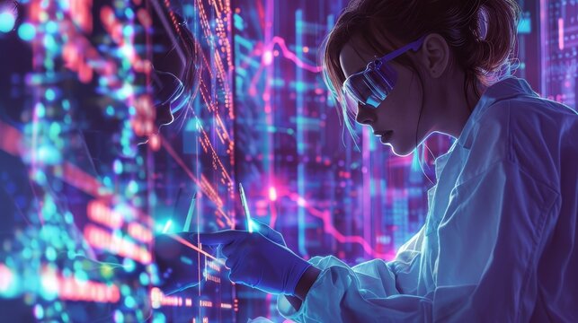 Illustrate futuristic scientists at the cutting edge of research