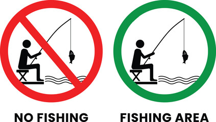 no fishing and fishing area sign