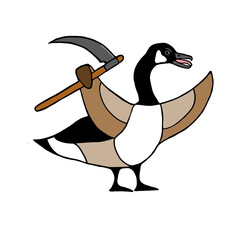 Angry Canadian Goose Holding a Scythe 