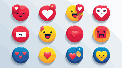 Social media circle icon set thumbs comment share a