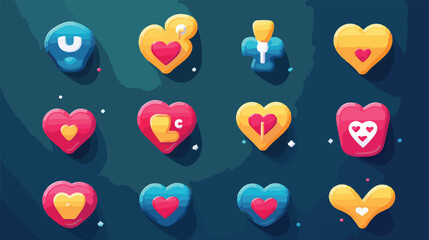 Social media icon set thumbs comment share and love - obrazy, fototapety, plakaty