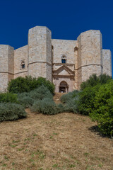 Fototapeta na wymiar View of Castel del Monte, the famous castle built by the Holy Roman Emperor Frederick II. World Heritage Site since 1996.