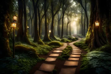 Zelfklevend Fotobehang path in the forest © Wajahatali