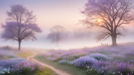 Whispers of Dawn: Serene Pastel Landscapes at Twilight