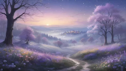 Fotobehang Whispers of Dawn: Serene Pastel Landscapes at Twilight © CreativeVirginia