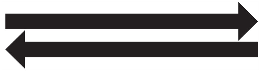 Black large backwards or right pointing solid long arrow icon sketched as vector symbol