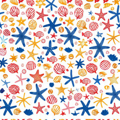 Fototapeta premium cute seamless starfish pattern for wallpaper and background in vibrant colour