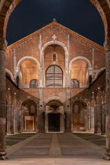 Fototapeta na wymiar The Basilica of Sant'Ambrogio, one of the most ancient churches in Milan, Italy.